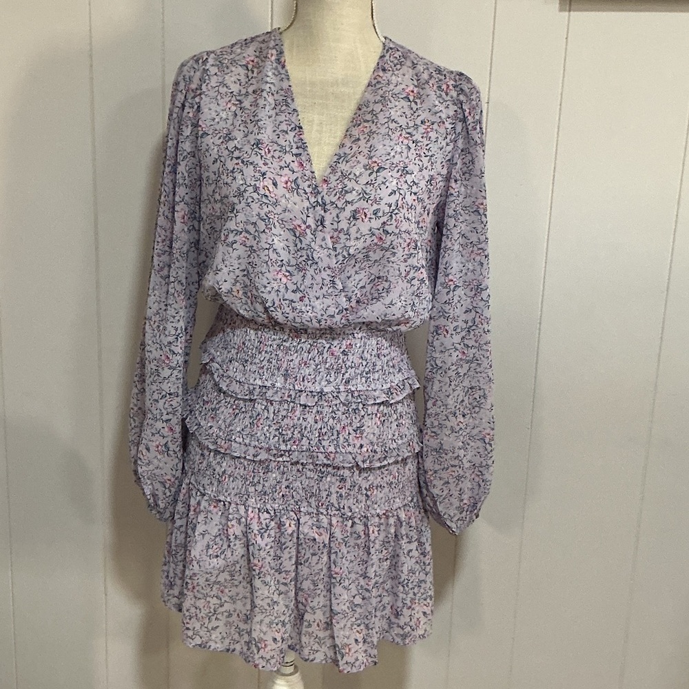 Storia Lavender Floral Long Sleeve Dress